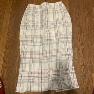 Roland Mouret White and Blue Plaid Pencil Skirt